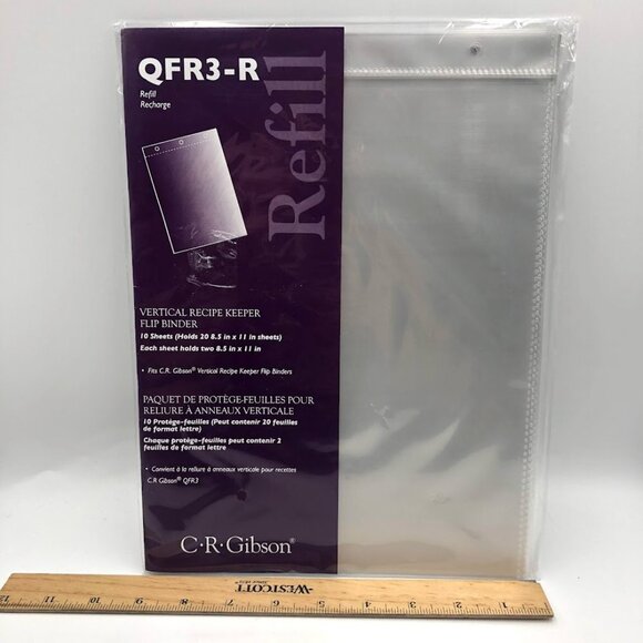 C.R. Gibson Vertical Recipe Keeper For Flip Binder QFR3-R Refill Set of 2 NIP - Picture 5 of 5